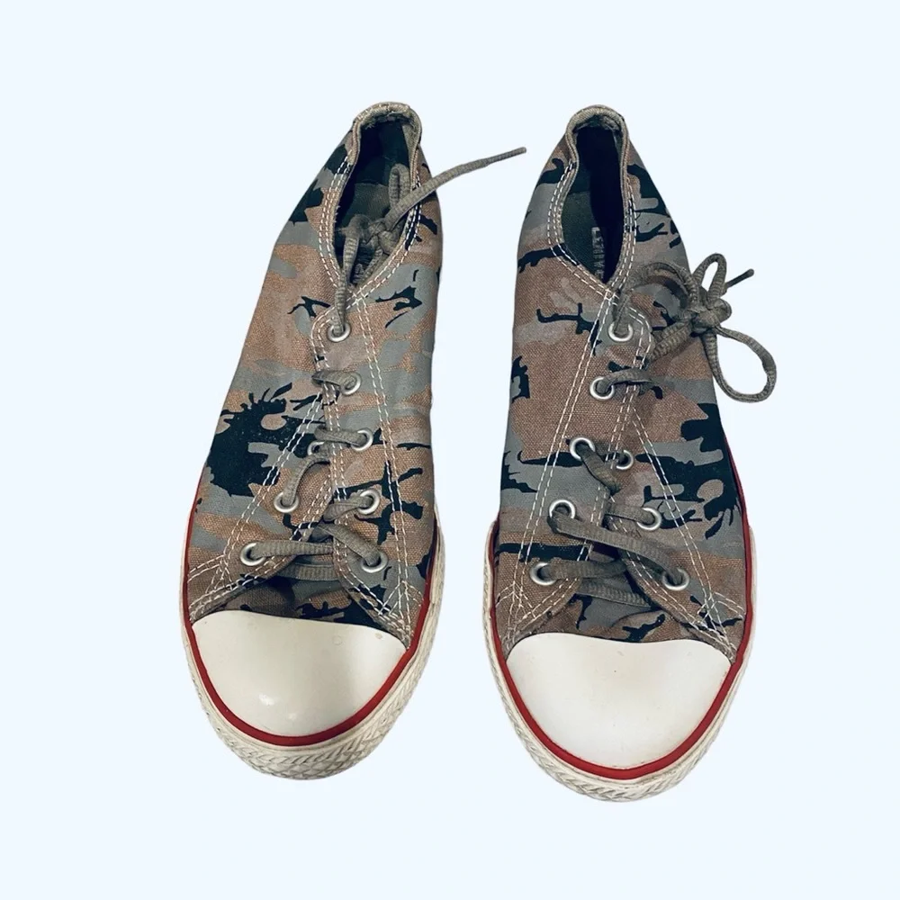 Converse Camo Camouflage Sneakers Shoes Boys Girls 5 Gray Black Brown Retro